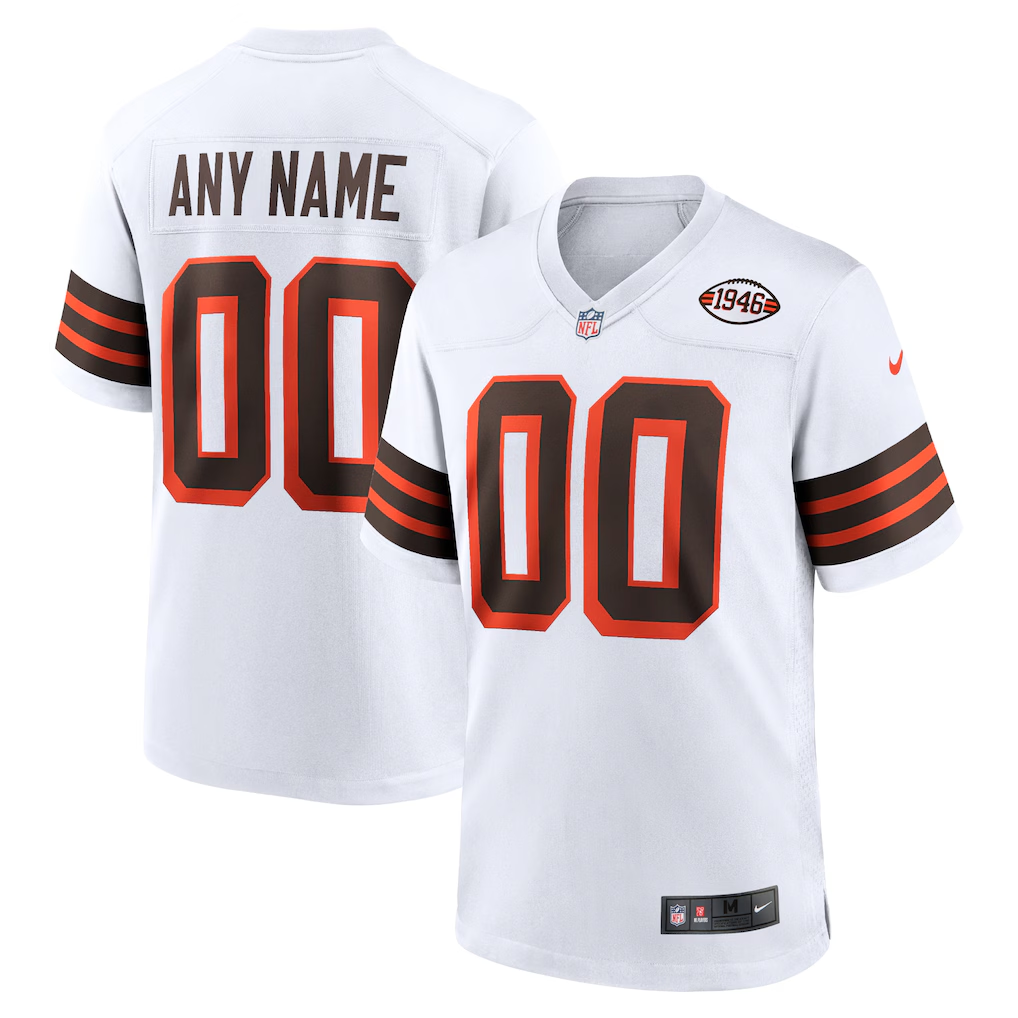 Men's Cleveland Browns White 1946 Collection Alternate Custom Jersey