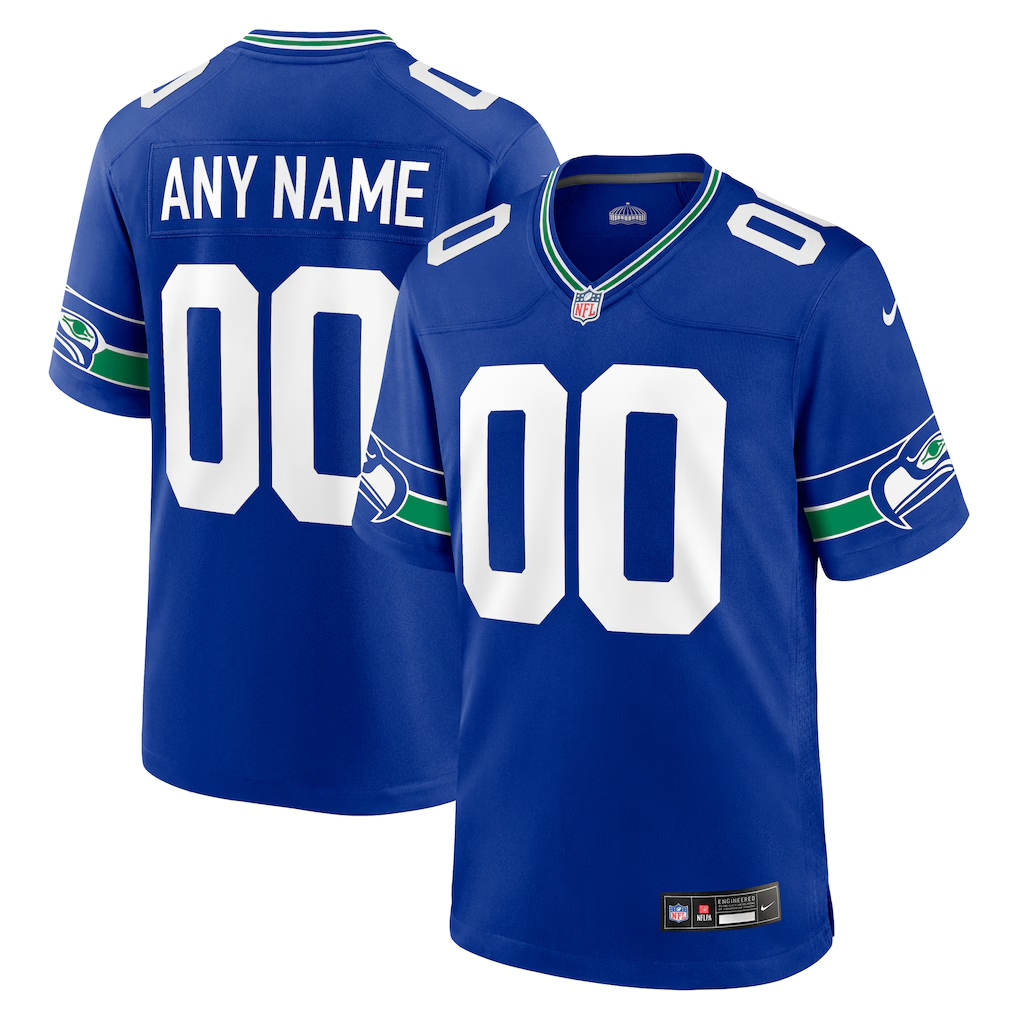 Men's Seattle Seahawks Royal Throwback Custom Jersey