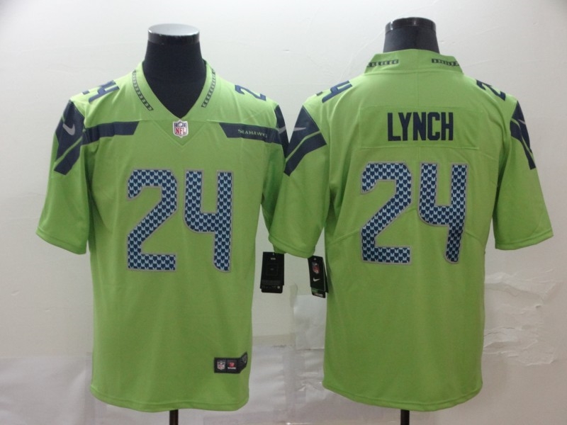 Men's Seattle Seahawks #24 Marshawn Lynch Green Jersey