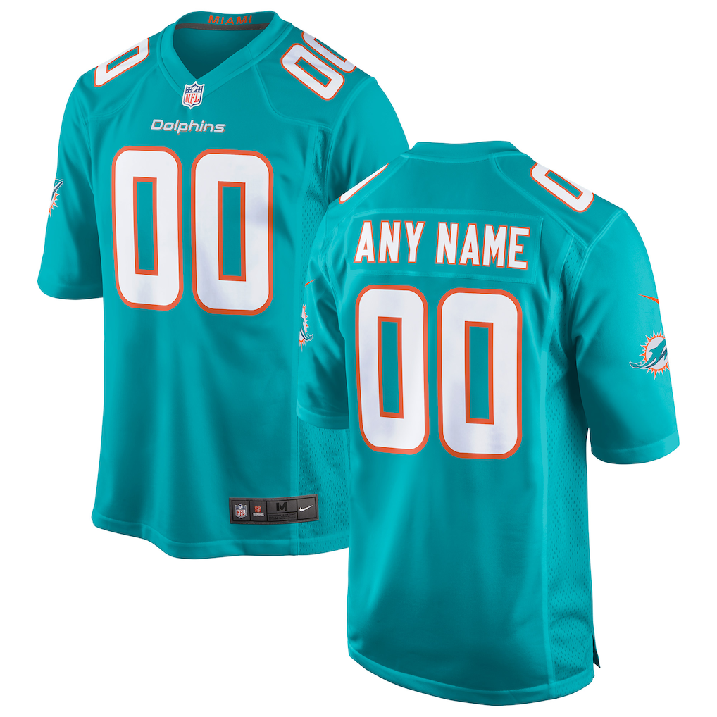 Men's Miami Dolphins Aqua Custom Game Jersey
