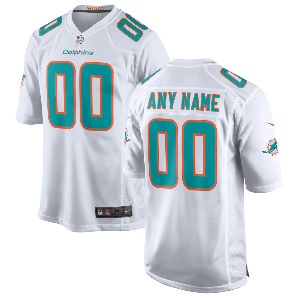 Men's Miami Dolphins White Custom Game Jersey