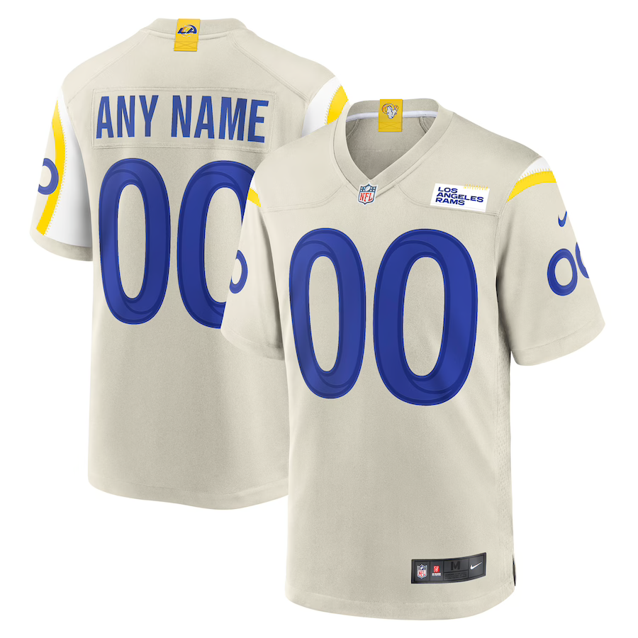 Men's Los Angeles Rams Bone Custom Game Jersey