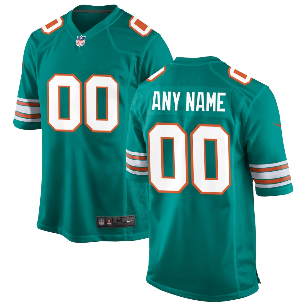 Men's Miami Dolphins Aqua Alternate Custom Game Jersey