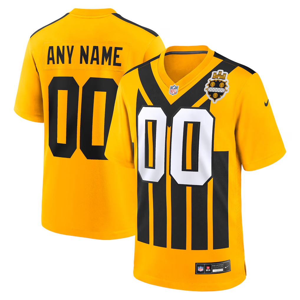 Men's Pittsburgh Steelers Gold Alternate 1933 Throwback Game Custom Jersey