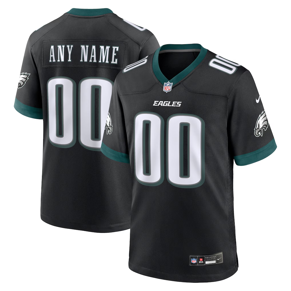 Men's Philadelphia Eagles Black Alternate Custom Game Jersey