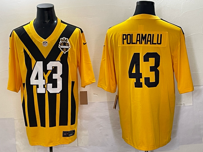 Men's Pittsburgh Steelers Troy Polamalu #43 Gold Game Jersey