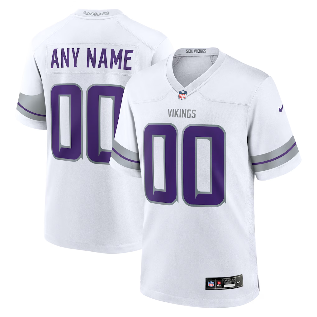 Men's Minnesota Vikings White Alternate Custom Game Jersey
