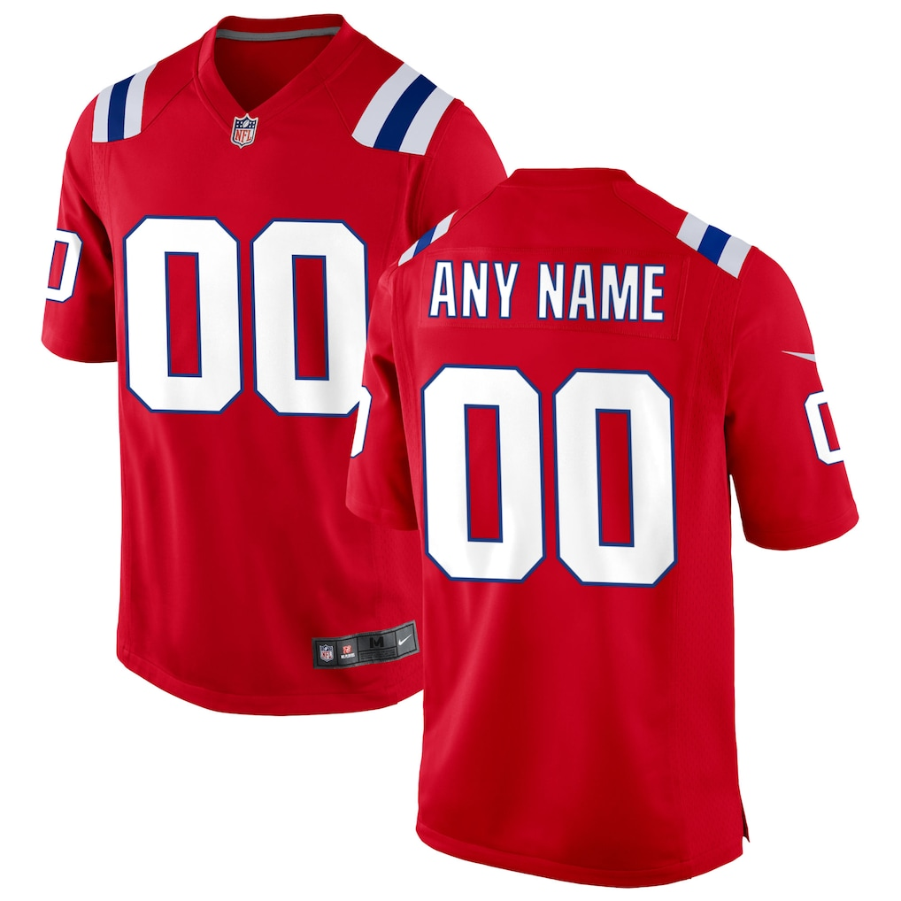 Men's New England Patriots Red Alternate Custom Game Jersey
