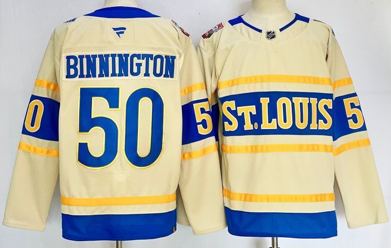 Men's St. Louis Blues Jordan Binnington #50 Fanatics Cream Player Jersey