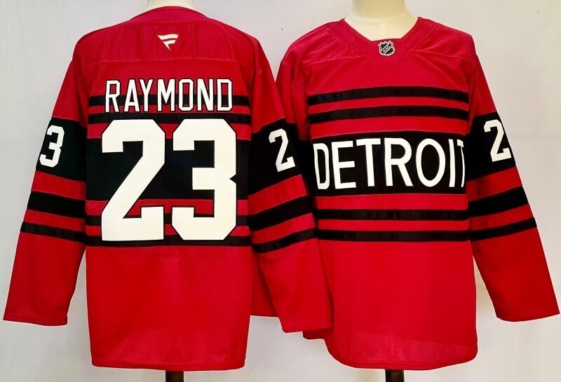 Men's Detroit Red Wings Lucas Raymond #23 Fanatics Red Player Jersey