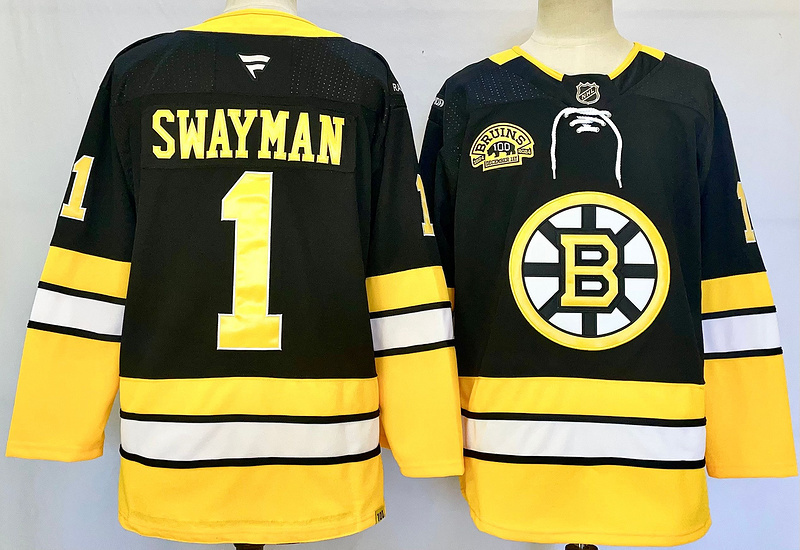 Men's Boston Bruins Jeremy Swayman #1 Fanatics Black Player Game Jersey