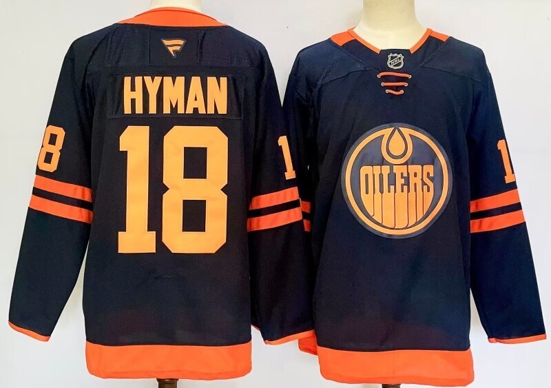 Men's Edmonton Oilers Zach Hyman #18 Fanatics Navy Player Game Jersey