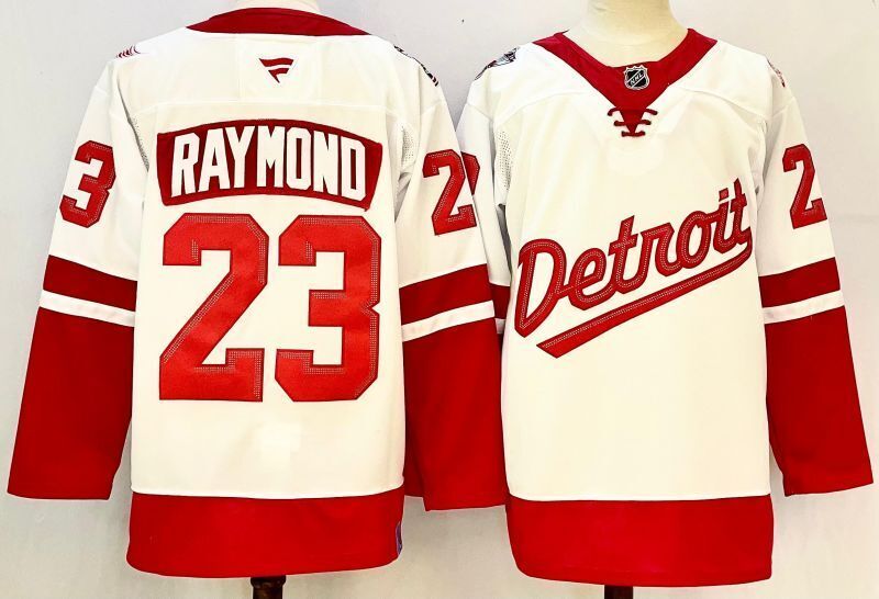Men's Detroit Red Wings Lucas Raymond #23 Fanatics White Player Jersey