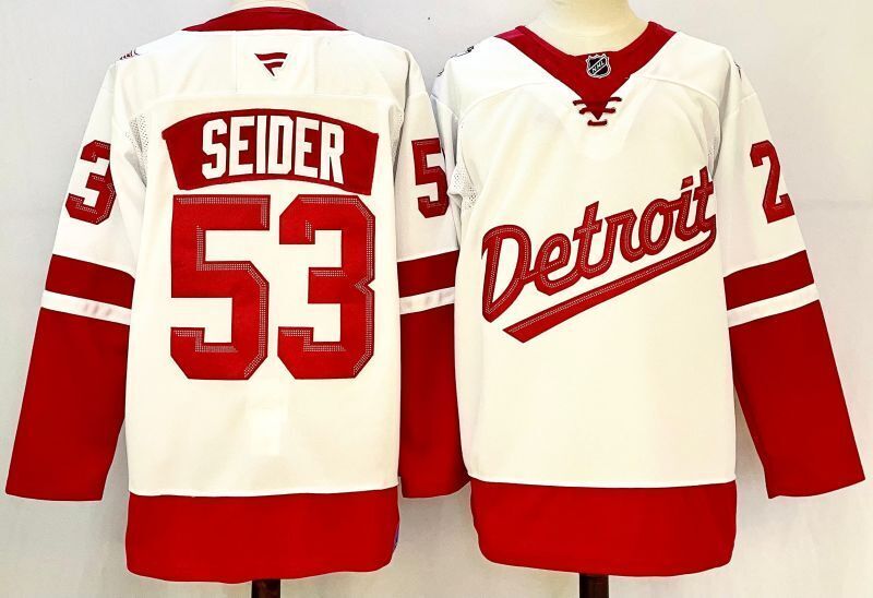 Men's Detroit Red Wings Moritz Seider #53 Fanatics White Player Game Jersey