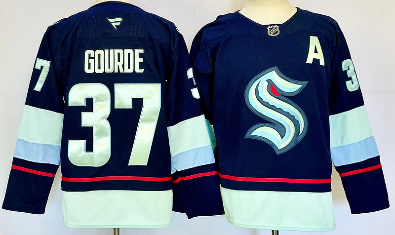 Men's Seattle Kraken Yanni Gourde #37 Fanatics Navy Player Jersey
