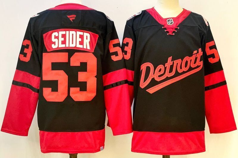 Men's Detroit Red Wings Moritz Seider #53 Fanatics Black Player Game Jersey
