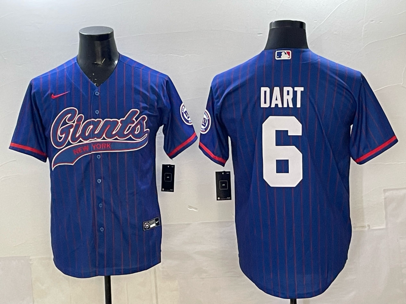 Men's New York Giants Jaxson Dart #6 Royal Player Jersey