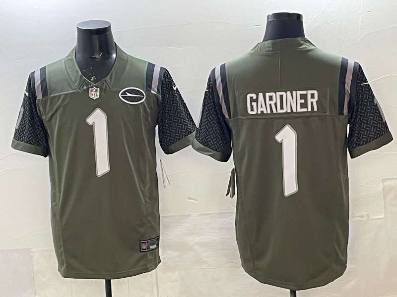 Men's New York Jets Ahmad Sauce Gardner #1 Gotham Green 2025 Rivalries Collection Game Jersey