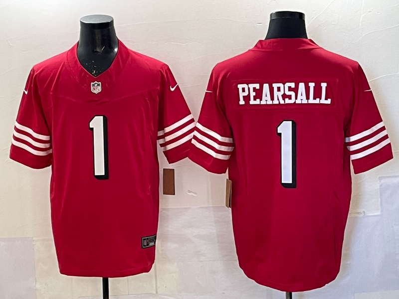 Men's San Francisco 49ers Brock Pearsall #1 Scarlet Alternate Game Player Jersey