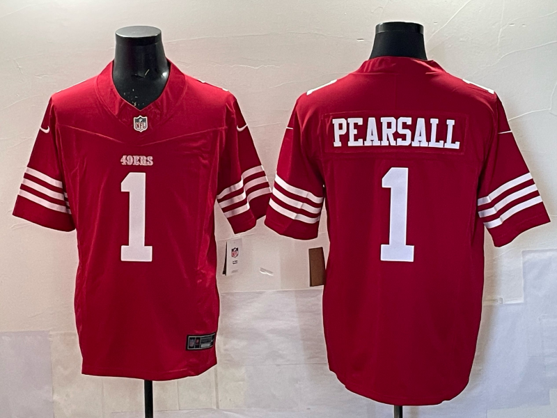 Men's San Francisco 49ers Brock Pearsall #1 Scarlet Player Game Jersey