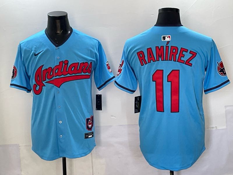 Men's Cleveland Guardians Jose Ramirez #11 Blue Replica Player Jersey