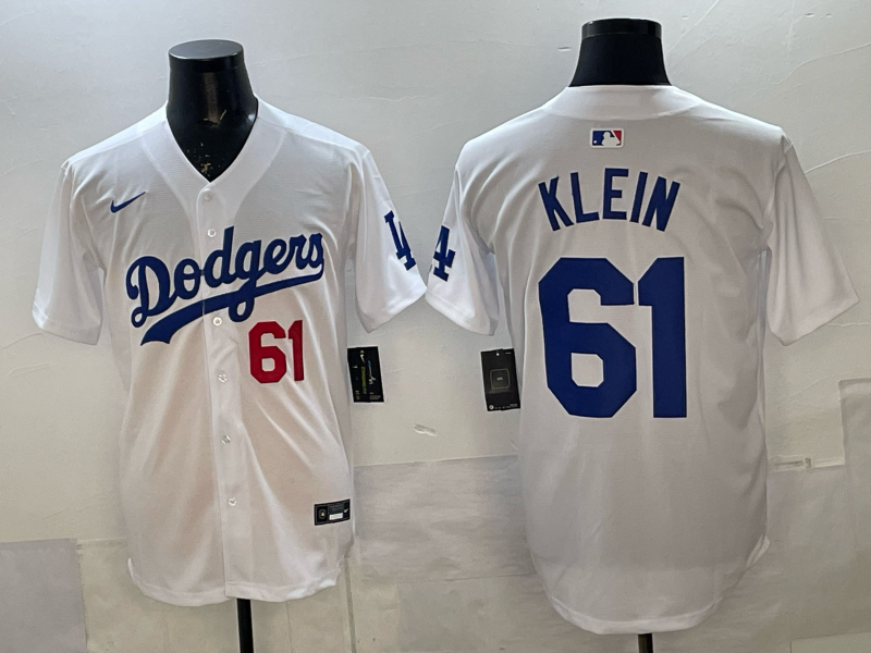 Men's Los Angeles Dodgers Rylan Klein #61 White Home Limited Player Jersey