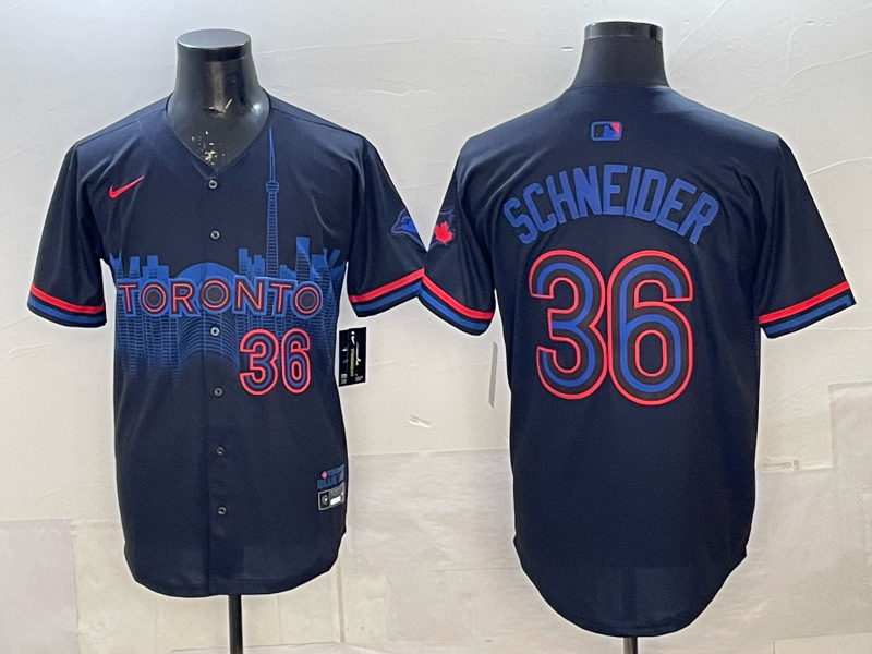 Men's Toronto Blue Jays John Schneider #36 Black 2024 City Connect Limited Player Jersey