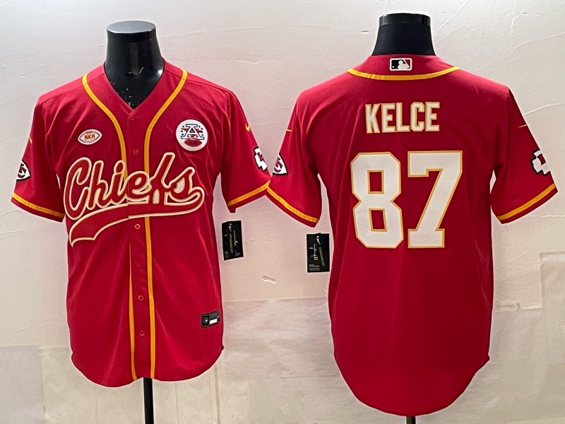 Men's Kansas City Chiefs Travis Kelce #87 Red Game Jersey Joint Edition