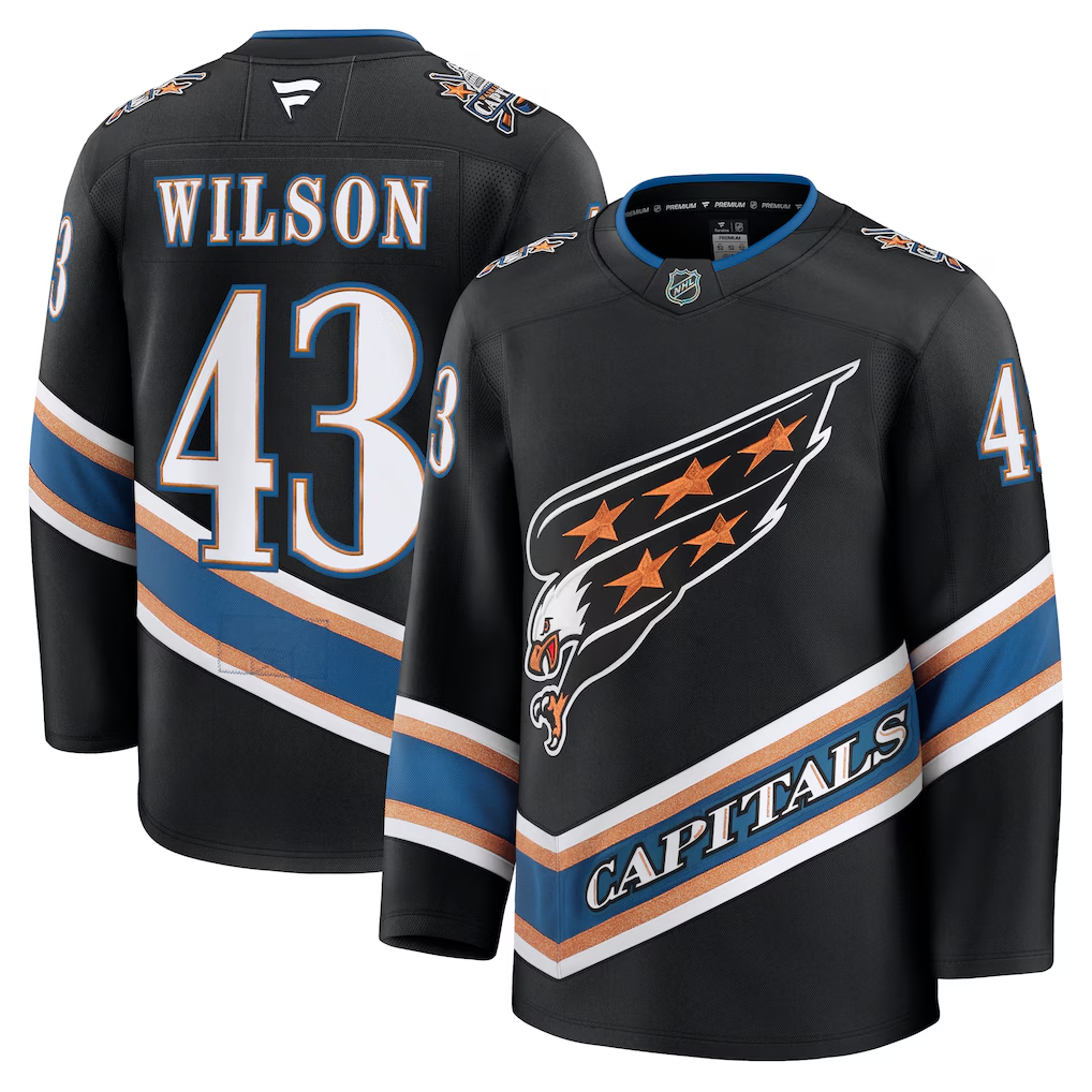 Men's Washington Capitals Tom Wilson #43 Fanatics Black Alternate 50th Anniversary Premium Jersey