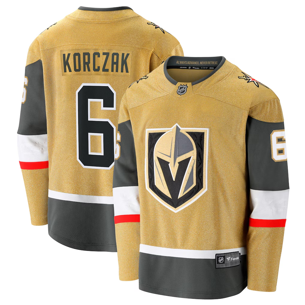 Men's Vegas Golden Knights Kaedan Korczak #6 Fanatics Gold Home Breakaway Jersey