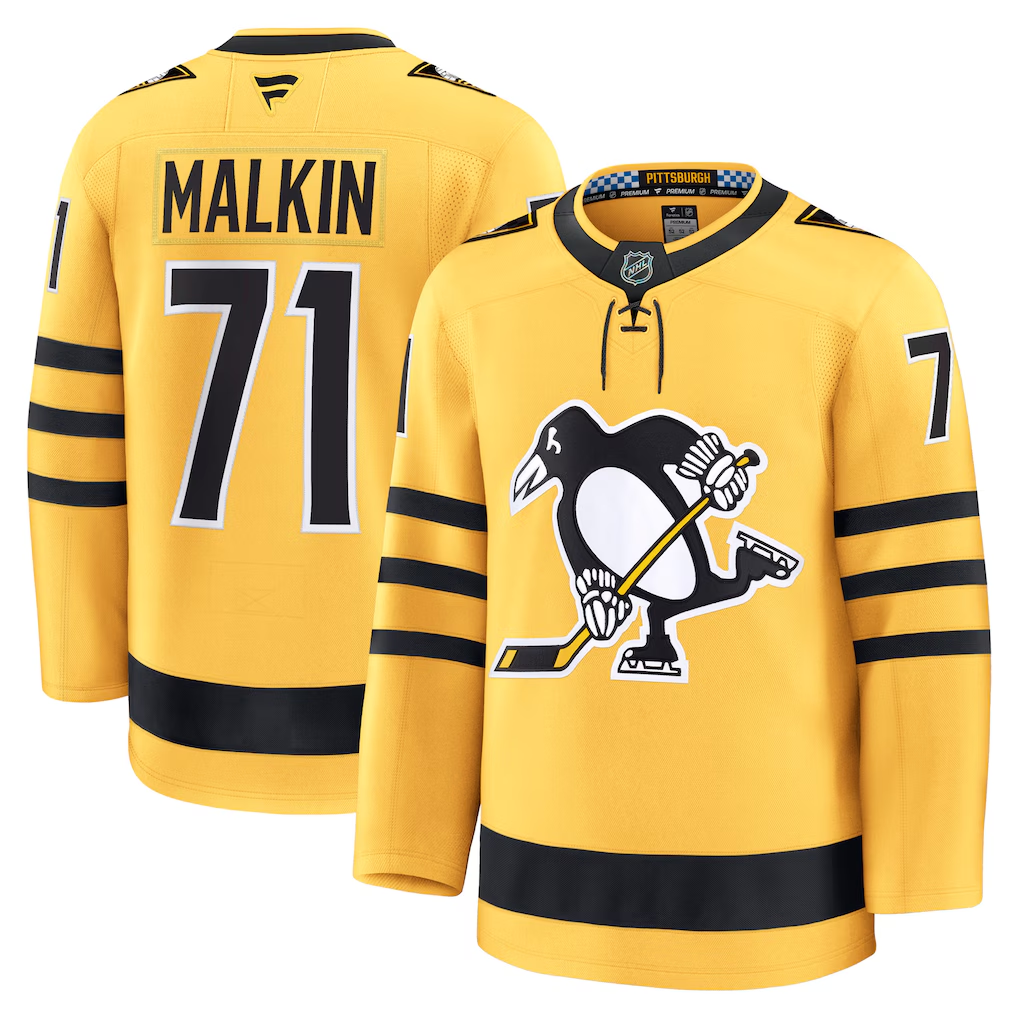 Men's Pittsburgh Penguins Evgeni Malkin #71 Fanatics Gold Alternate Premium Player Jersey