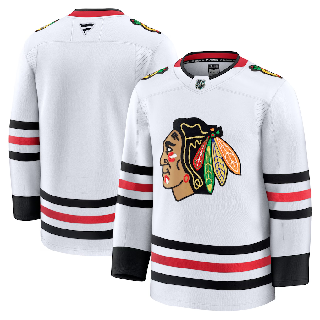 Men's Chicago Blackhawks Fanatics White Away Premium Blank Jersey