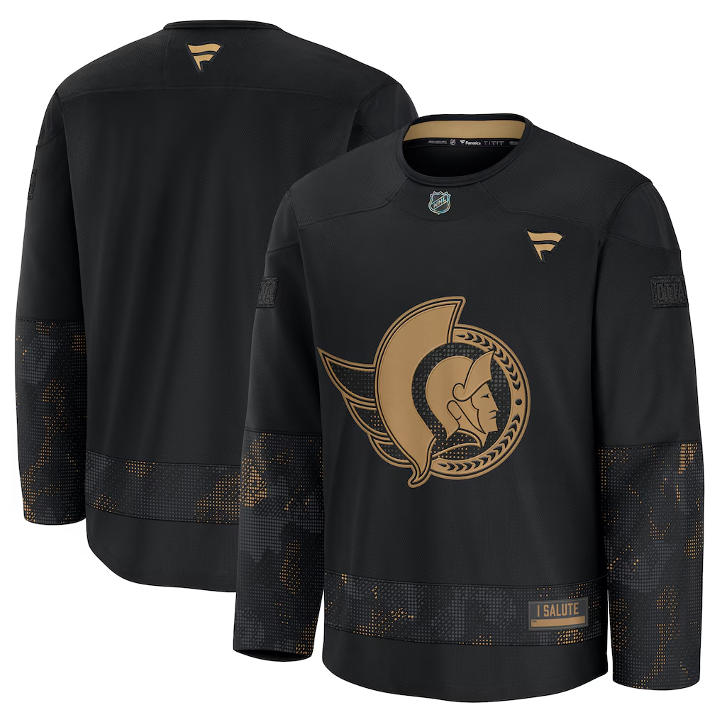 Men's Ottawa Senators Fanatics Black 2024 Military Appreciation Practice Blank Jersey