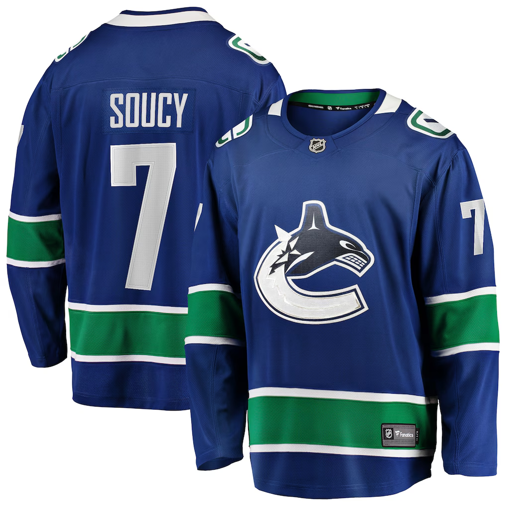 Men's Vancouver Canucks Carson Soucy #7 Fanatics Blue Home Breakaway Player Jersey