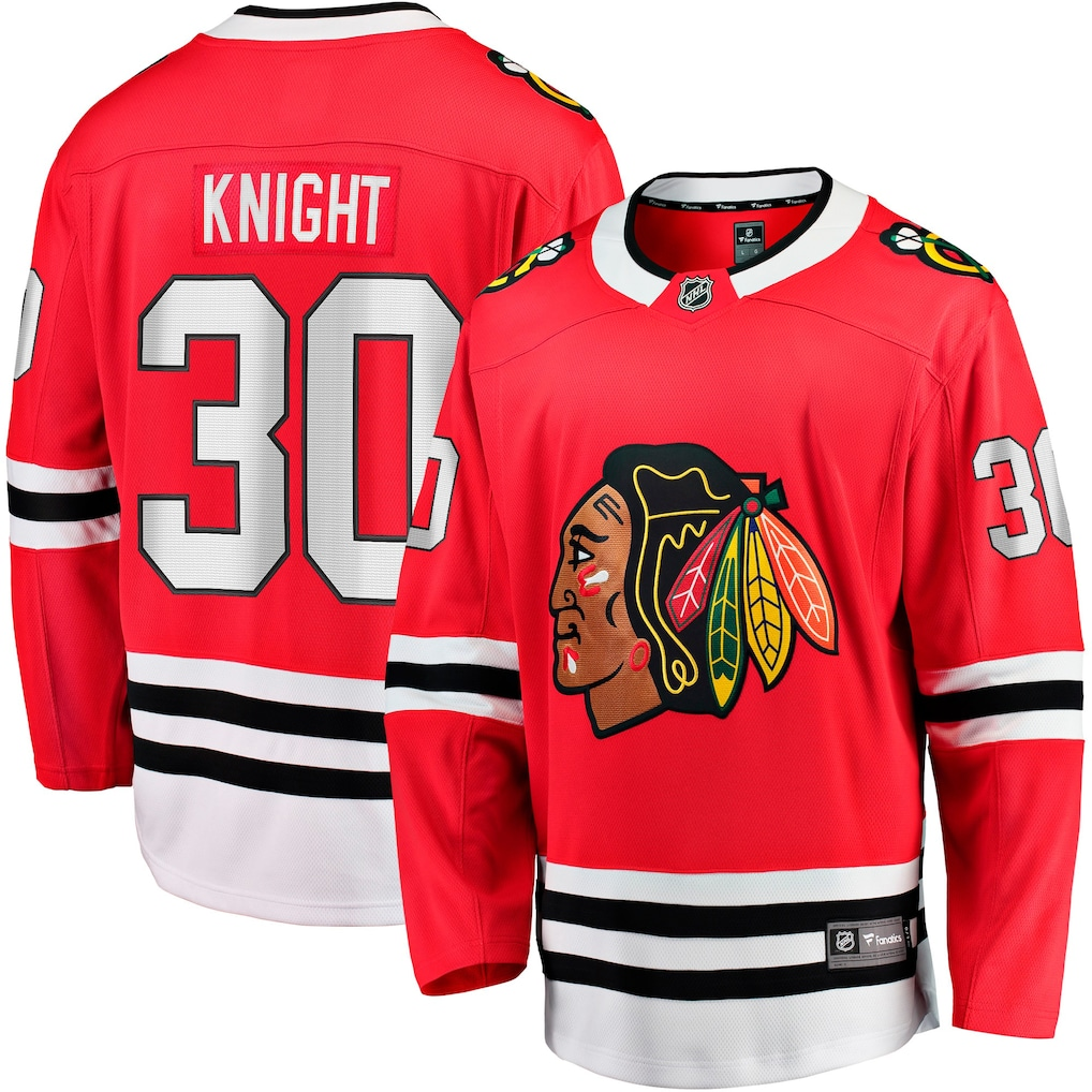 Men's Chicago Blackhawks Spencer Knight #30 Fanatics Red Home Breakaway Jersey