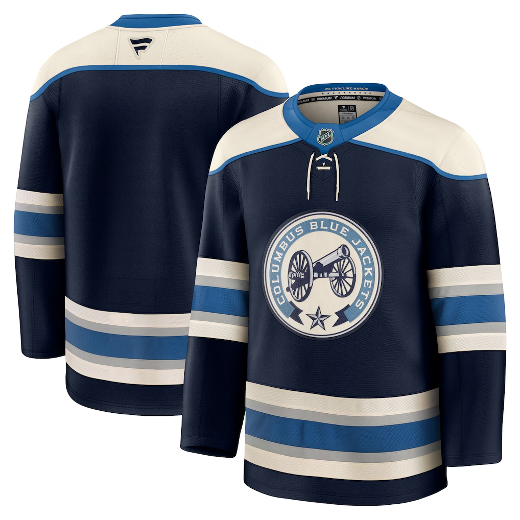 Men's Columbus Blue Jackets Fanatics Navy Alternate Premium Blank Jersey