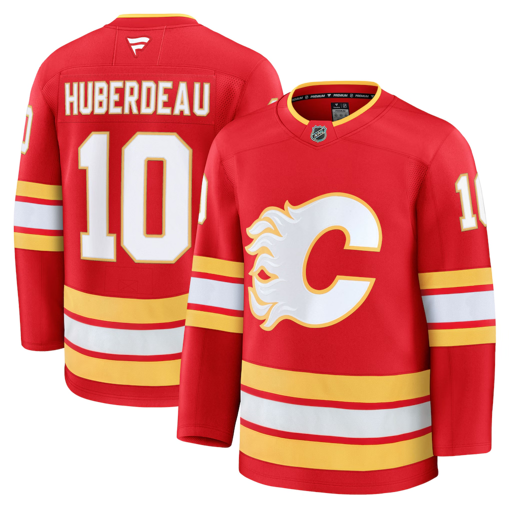 Men's Calgary Flames Jonathan Huberdeau #10 Fanatics Red Home Premium Jersey