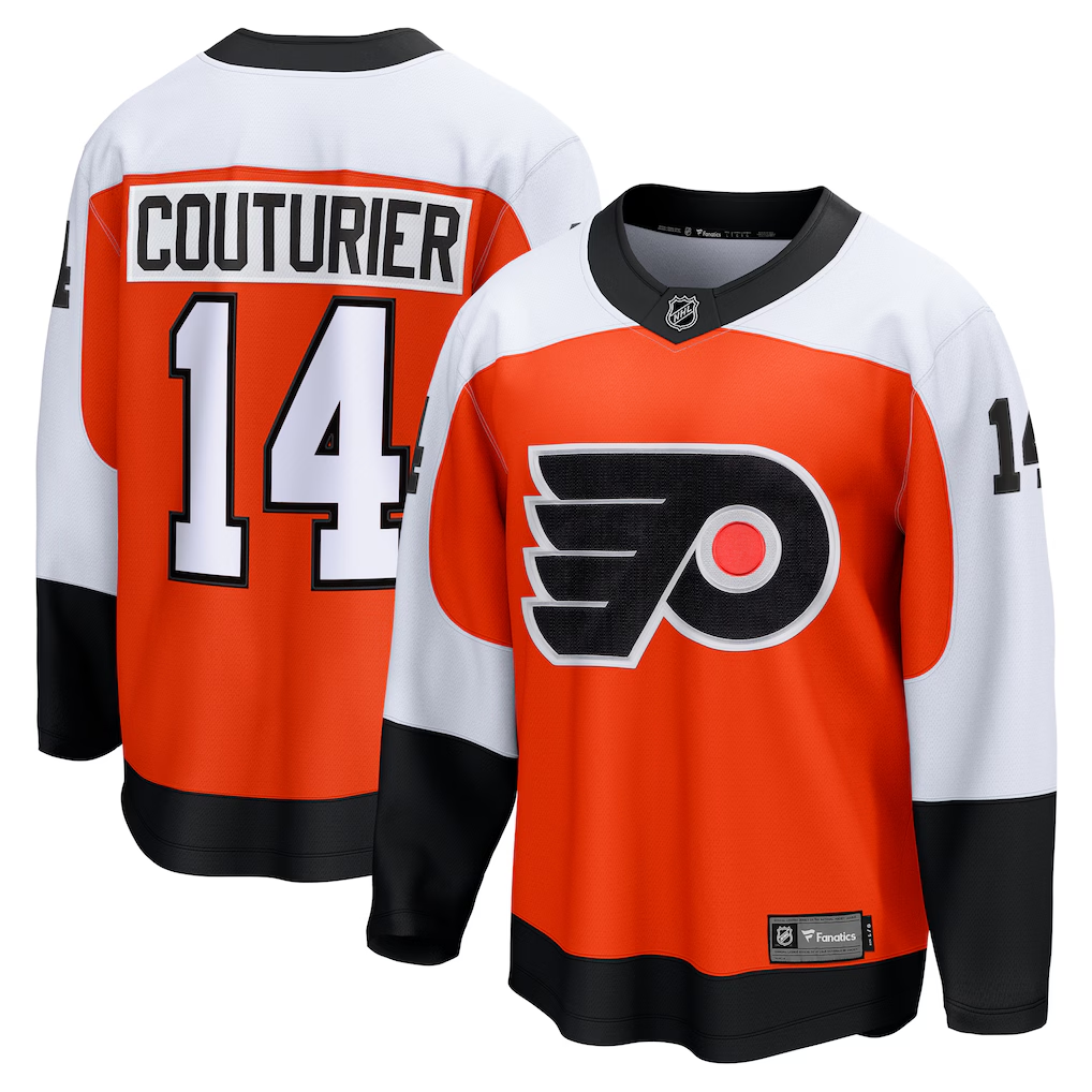 Men's Philadelphia Flyers Sean Couturier #14 Fanatics Orange Home Breakaway Jersey