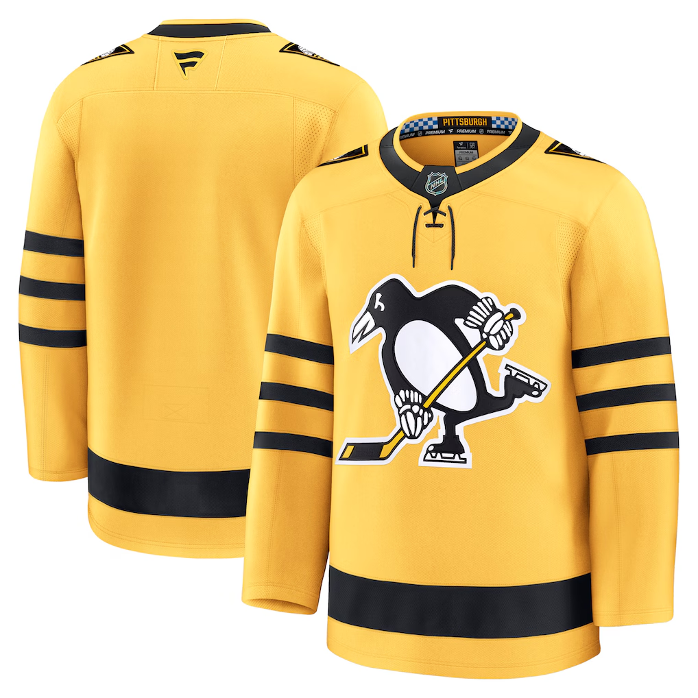 Men's Pittsburgh Penguins Fanatics Gold Alternate Premium Blank Jersey