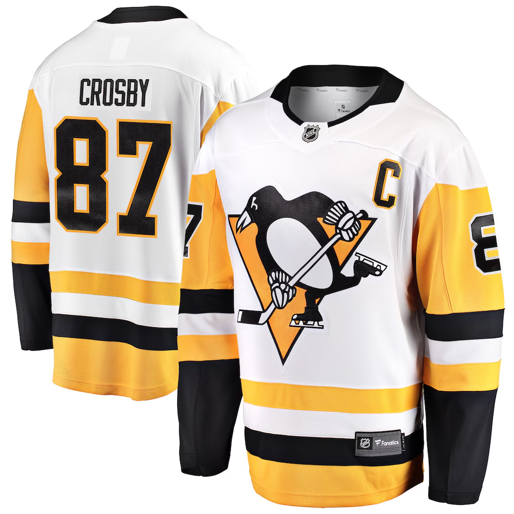 Men's Pittsburgh Penguins Sidney Crosby #87 Fanatics White Away Jersey