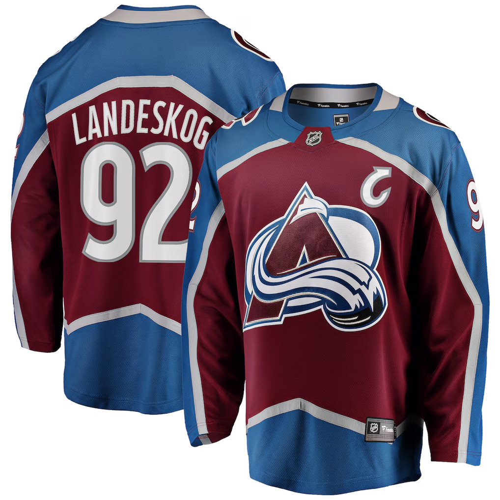 Men's Colorado Avalanche Gabriel Landeskog #92 Fanatics Burgundy Captain Patch Home Breakaway Jersey