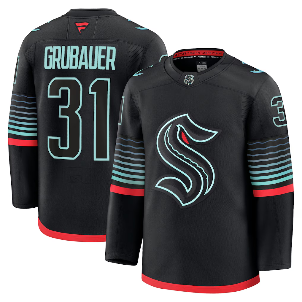 Men's Seattle Kraken Philipp Grubauer #31 Fanatics Black Alternate Premium Player Jersey