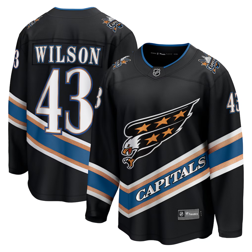 Men's Washington Capitals Tom Wilson #43 Fanatics Black Alternate 50th Anniversary Jersey