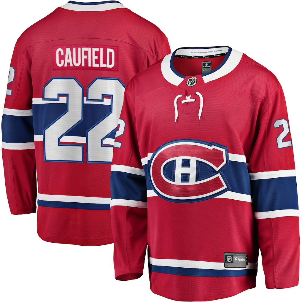 Men's Montreal Canadiens Cole Caufield #22 Fanatics Red Home Breakaway Jersey