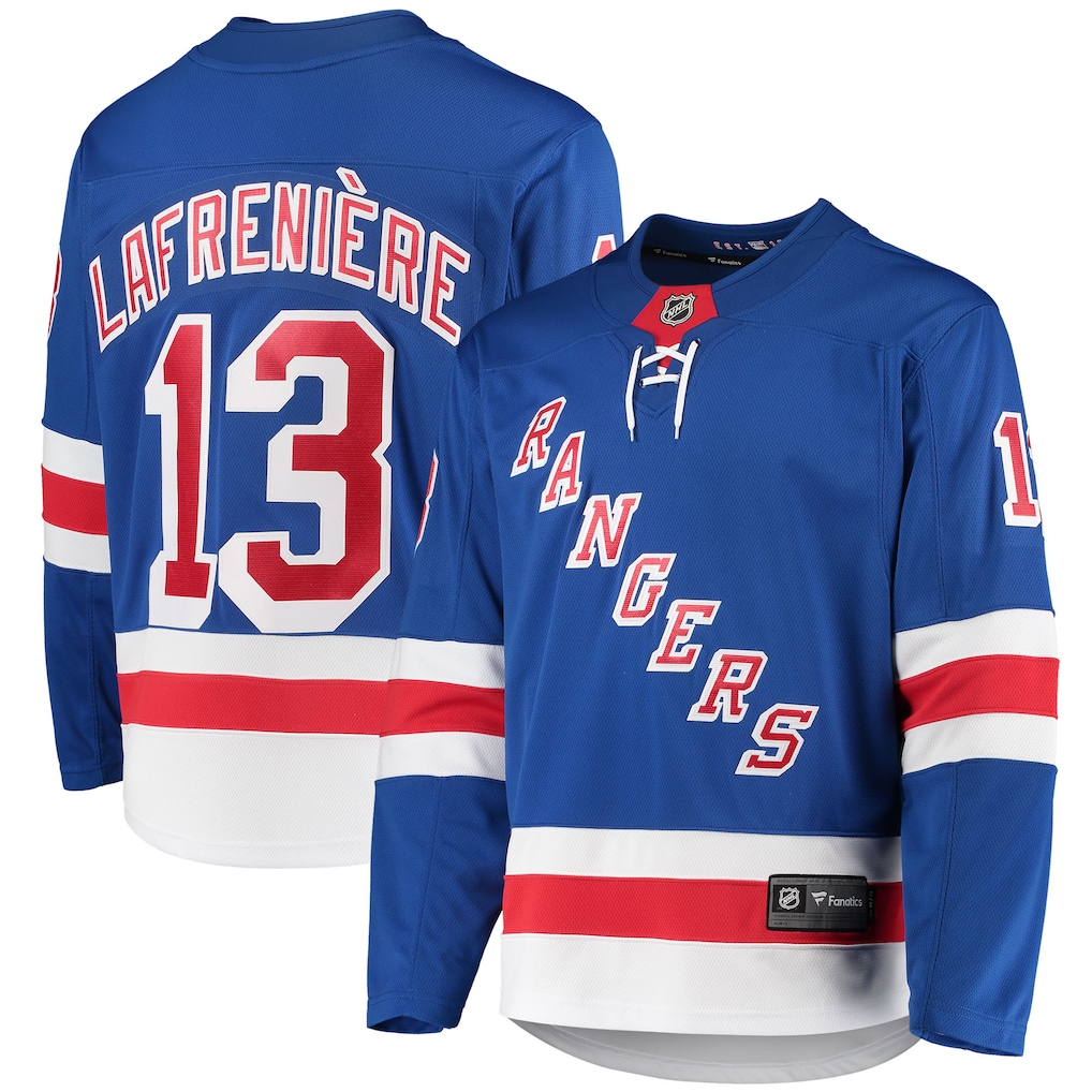 Men's New York Rangers Alexis Lafreniere #13 Fanatics Blue Home Breakaway Jersey