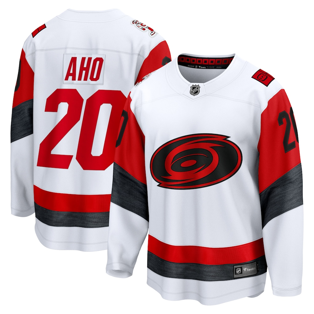 Men's Carolina Hurricanes Sebastian Aho #20 Fanatics White Away Breakaway Jersey