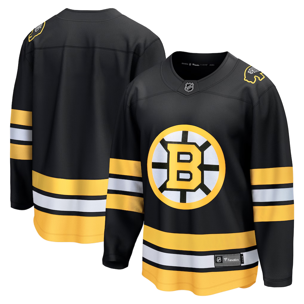 Men's Boston Bruins Fanatics Black Anniversary Home Breakaway Blank Jersey