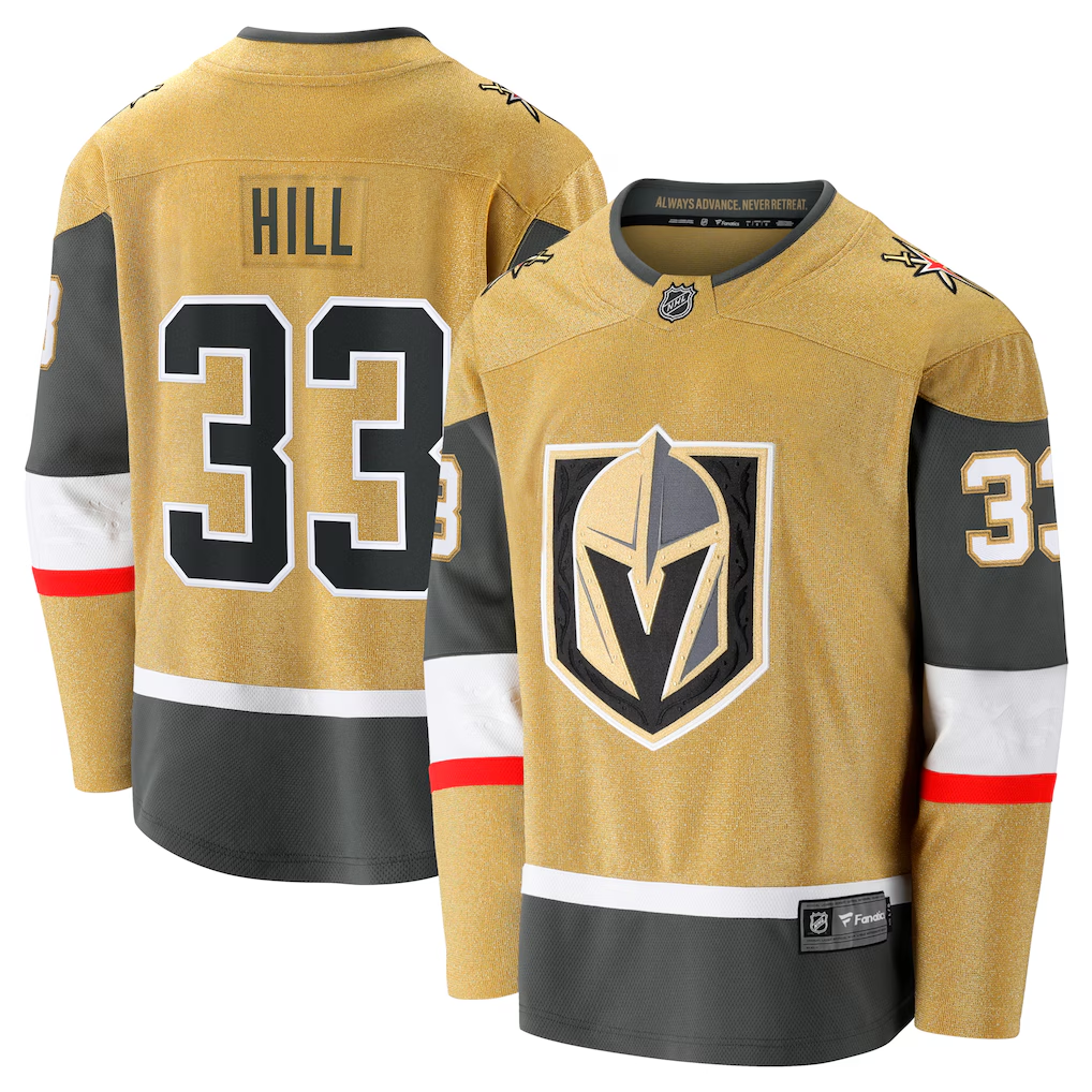 Men's Vegas Golden Knights Adin Hill #33 Fanatics Gold Home Breakaway Jersey