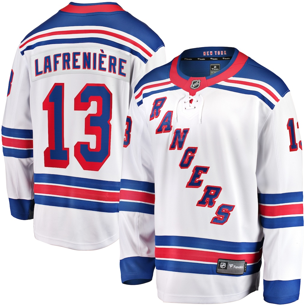 Men's New York Rangers Alexis Lafreniere #13 Fanatics White Breakaway Jersey