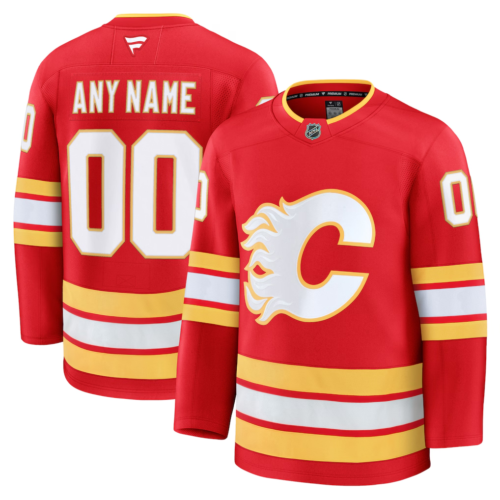 Men's Calgary Flames Fanatics Red Home Premium Custom Jersey